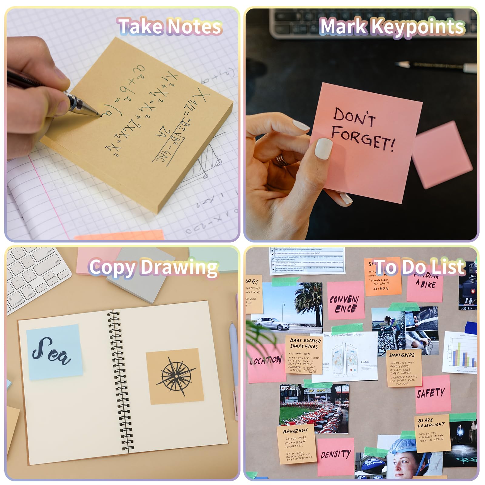 Workststicky Notes Snapklik.com : 8 Pads Pastel Sticky Notes, 3x3 Inches, Super Adhesive ...