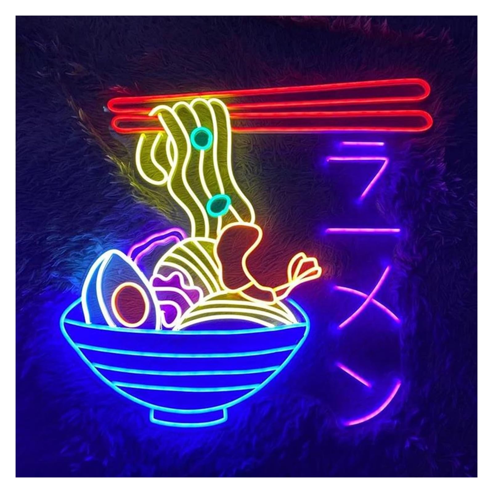 SHOUXI Sign Lamp Delicious Noodles Japanese Ramen Neon Signs Restaurant Decor Lights Ramen Bowl Neon Light(A,90X86CM)