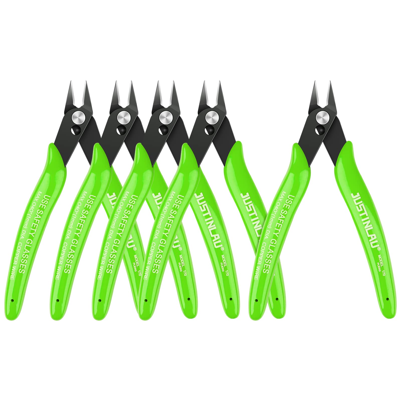 5Pcs 5 inch Small Flush Cutters Wire Snips Clippers Diagonal Cutters, Wire Cutter Soft Copper Wire Snips and Side Cutting Pliers for Electronic, Model