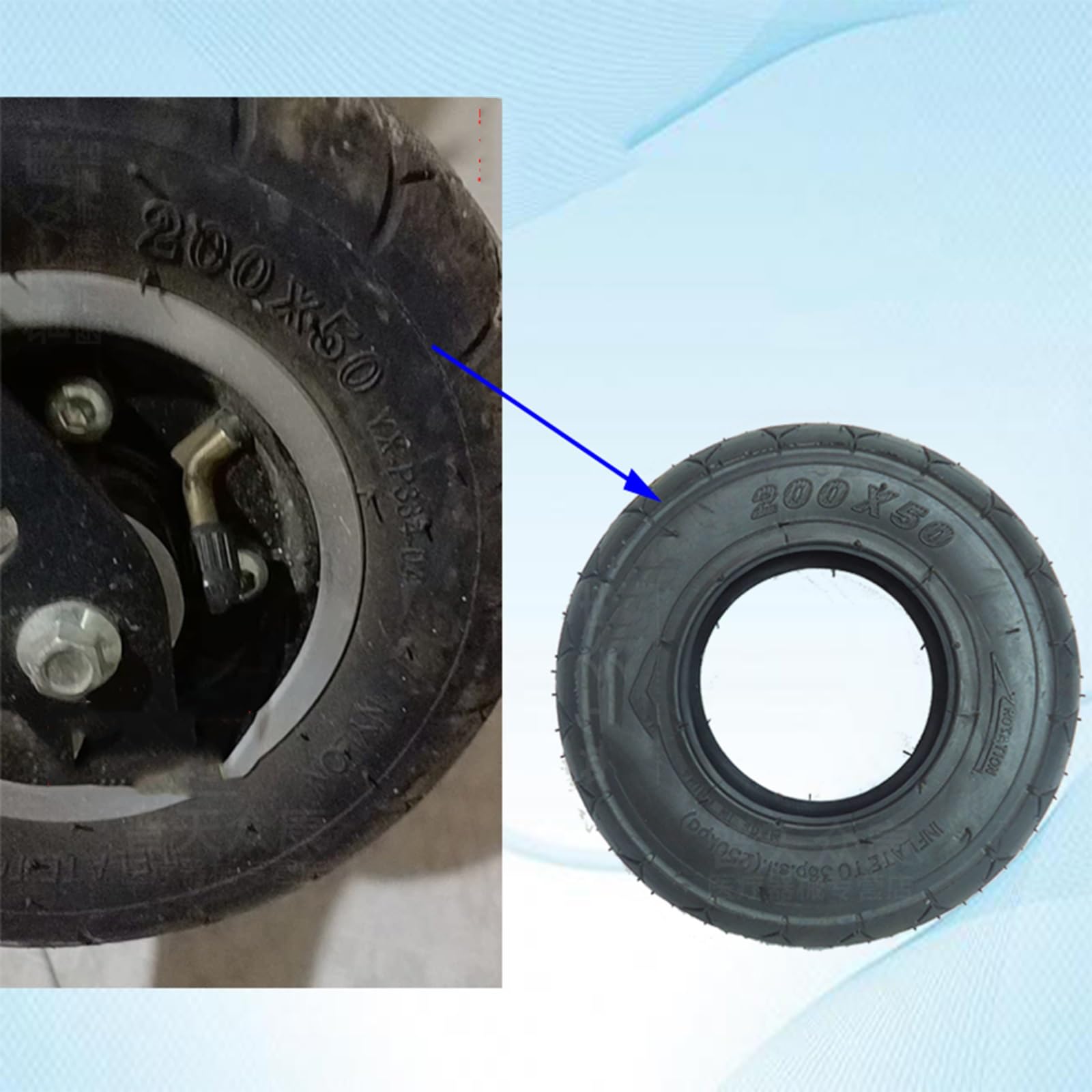 8-calowe, pompowane przednie koło do wózka inwalidzkiego elektrycznego, uniwersalne koło z piastą ze stopu, odpowiednie do wózków inwalidzkich elektrycznych(Gray)