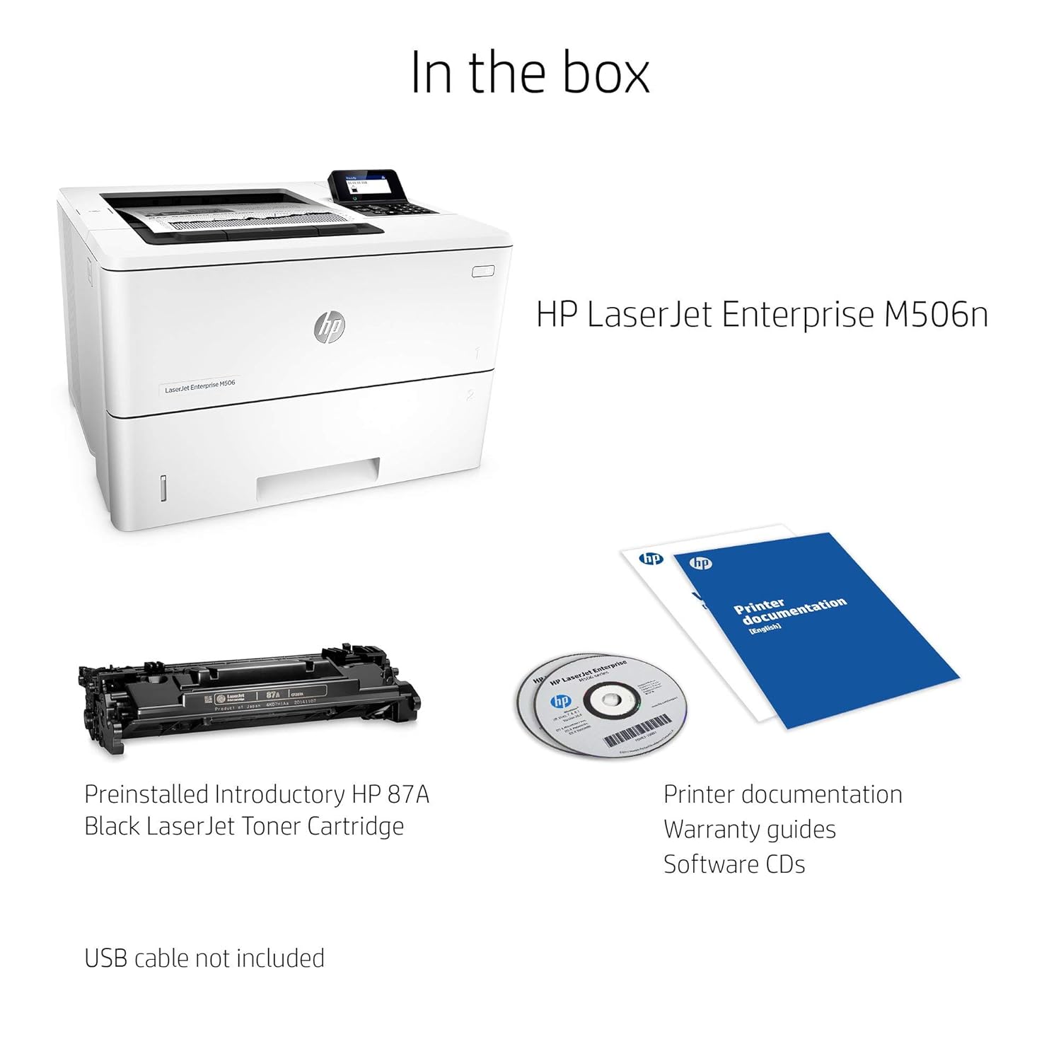 HP Laserjet Enterprise M506n Laser Printer with Built-in Ethernet (F2A68A) (Renewed)