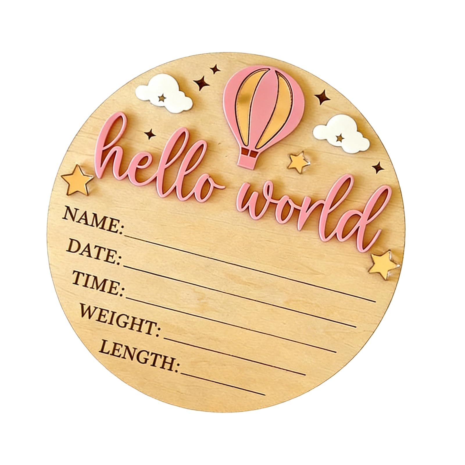 Mekalero Wooden Baby Birth Announcement Plaques with Customizable Name and Date for Nursery Decoration Baby Room Decoration Wall Hanging