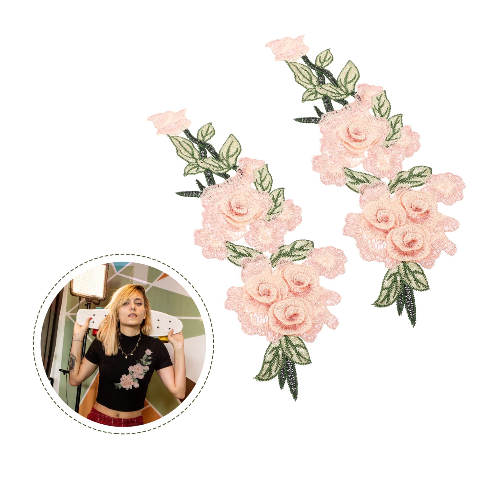 Apliques para ropa, Parches bordados de tela flores, 4 piezas parches apliques florales