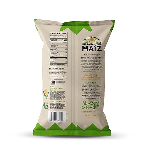 Miniatura 2 de Siete Maiz Totopos Chips de tortilla de maíz  Lima  Sin gluten  Snacks veganos  Sin OMG y chips de maíz orgánico  Hecho con aceite de aguacate  Sin