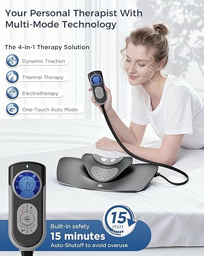 Miniatura 2 de Dispositivo de tracción cervical multifuncional, masajeador de cuello con estiramiento dinámico, terapia de calor y electroterapia de 3 modos para
