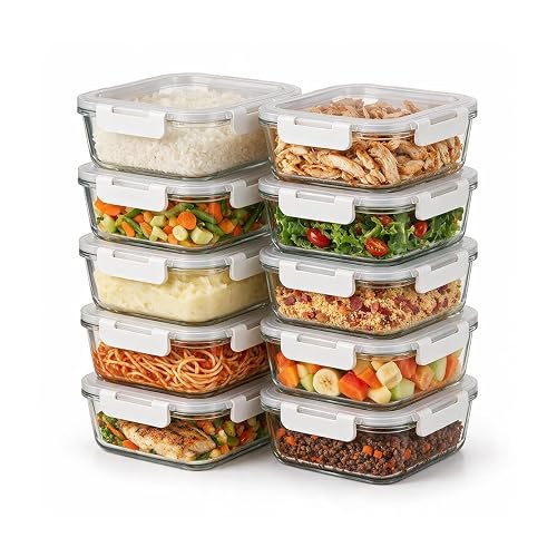 Oikos - Kit 10 Potes de Marmita 630ml Vidro Herméticos com Trava