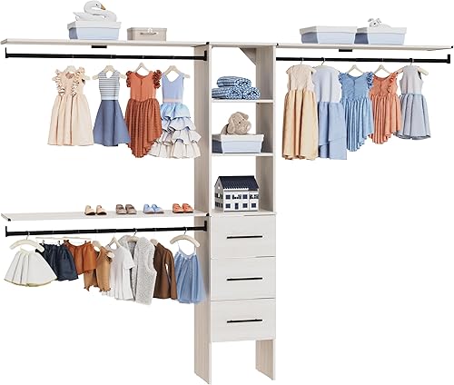 Miniatura 2 de ClosetMaid SuiteSymphony - Torre con sistema de armario de 16 pulgadas con (3) varillas para colgar, (3) cajones y (3) estantes superiores, madera