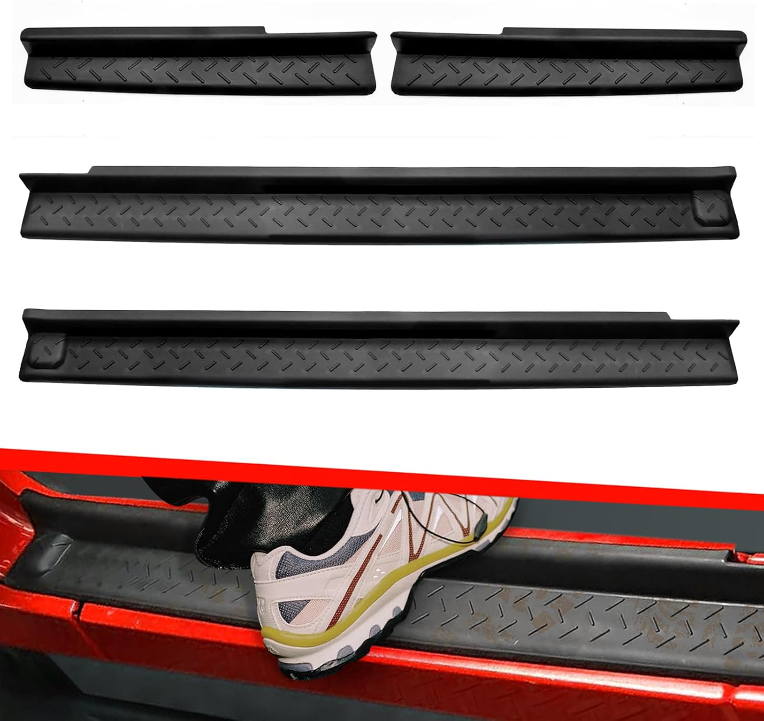 Door Sill Guards Kit for Jeep Wrangler JK/JKU Accessories 2007-2018,Door Entry Guard Protector for Jeep Wrangler JK 4 Door Accessories (4 Pcs Set)
