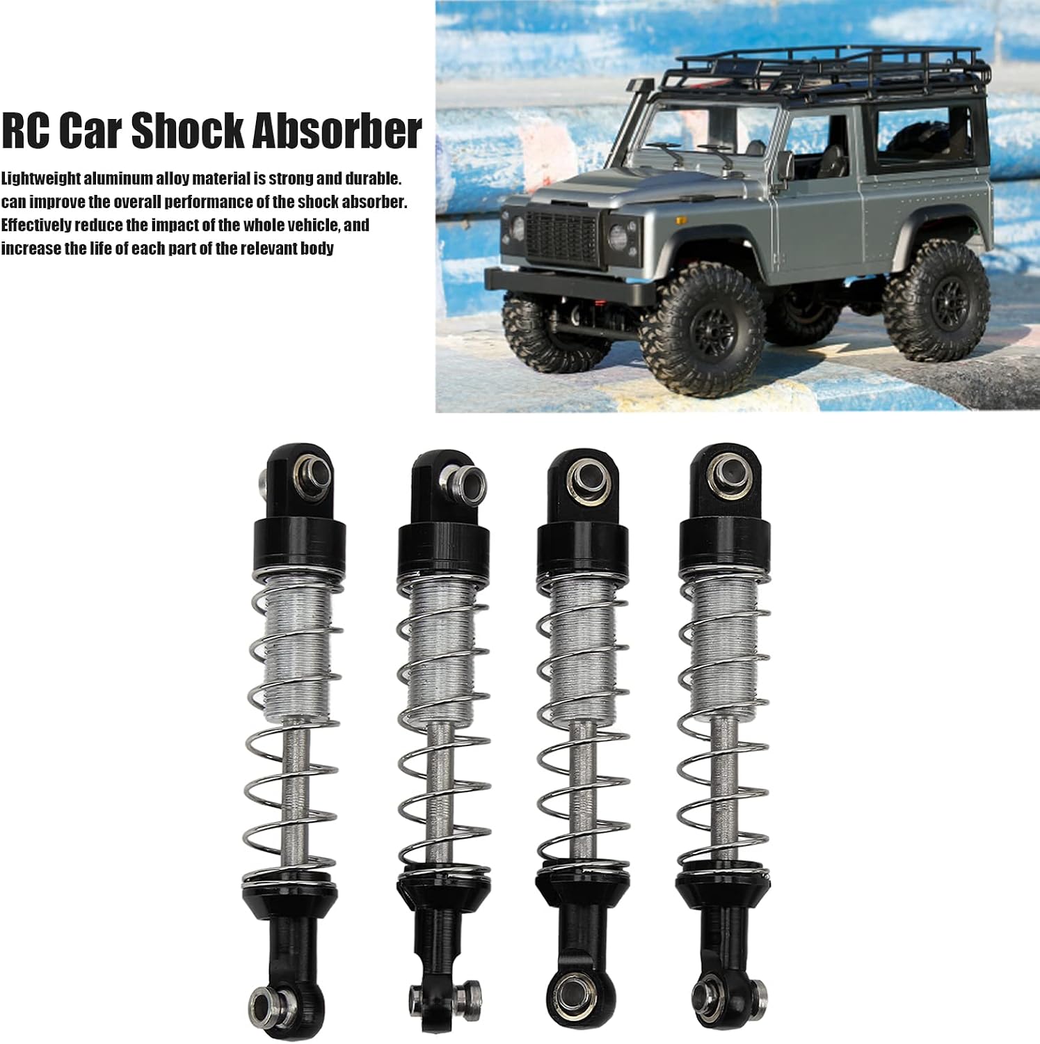 RC Shock Absorber,2 Pairs Metal 60mm for Off-Road Racing RC Car Suspension Parts for C14 C24 MN D90 99S Models Enthusiasts and Hobbyists (Black)