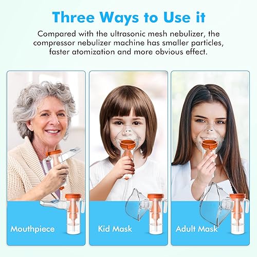 Miniatura 5 de SORORAL Máquina nebulizadora, máquina nebulizadora de compresor para adultos y niños, nebulizadores de sobremesa con máscaras nebulizadoras,