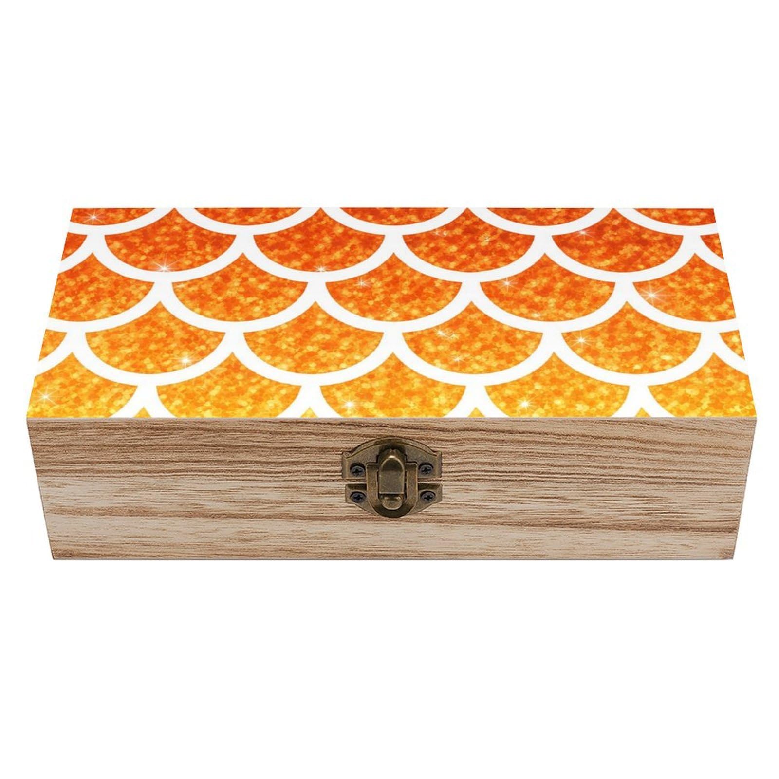 HLBSDM Colorful Mermaid Scales Wooden Storage Box