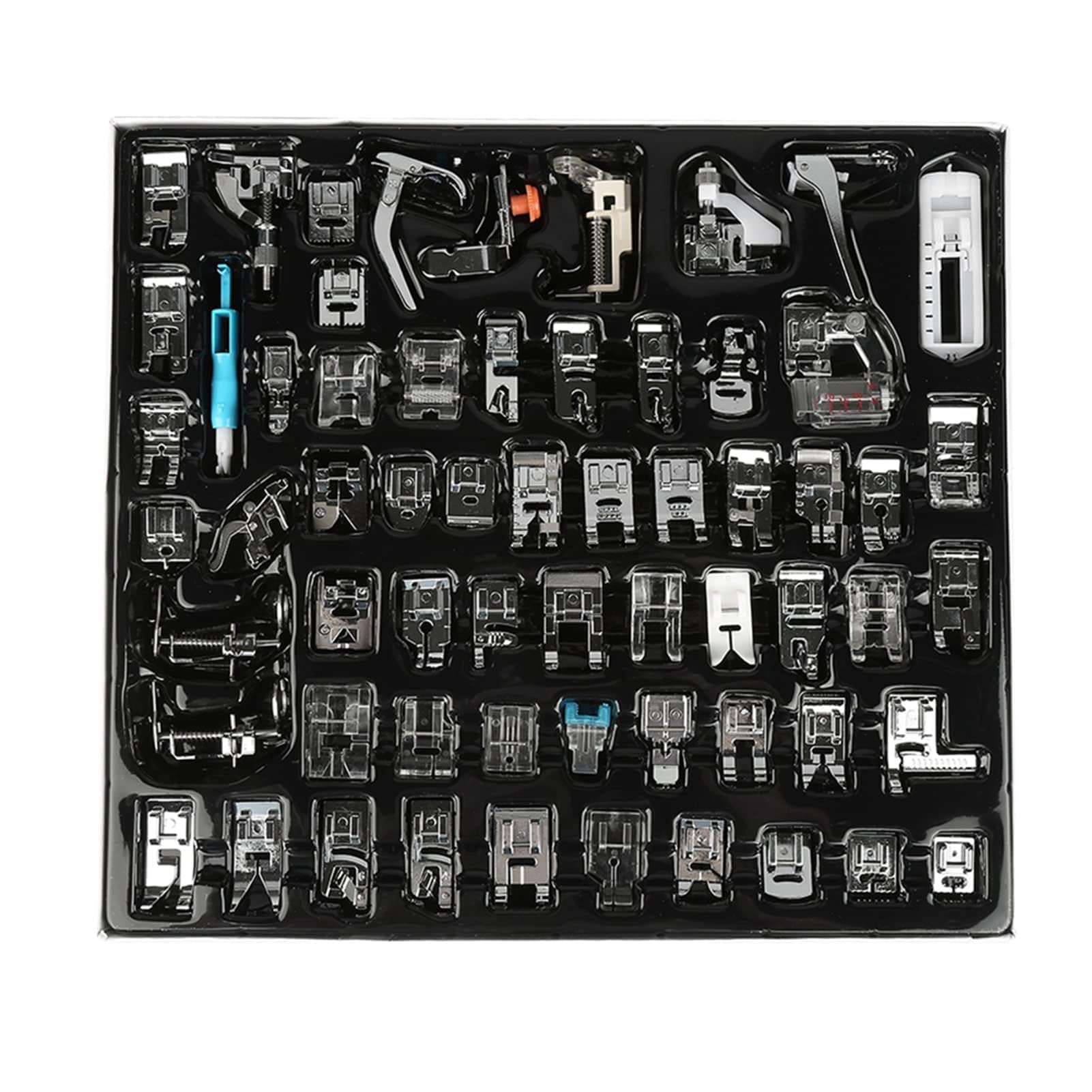 62 pièces Ensemble de Pieds-de-biche pour Machine à Coudre, Pied-de-biche à Ourlet roulé, kit de Pied-de-biche pour Broderie, Accessoire Multifonctionnel de Machine à Coudre pour