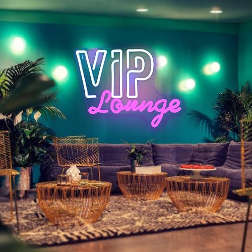 Miniatura 7 de Vip Lounge - Letreros de neón para decoración de pared, letrero de luz LED blanca y rosa para decoración de habitación, letrero iluminado para