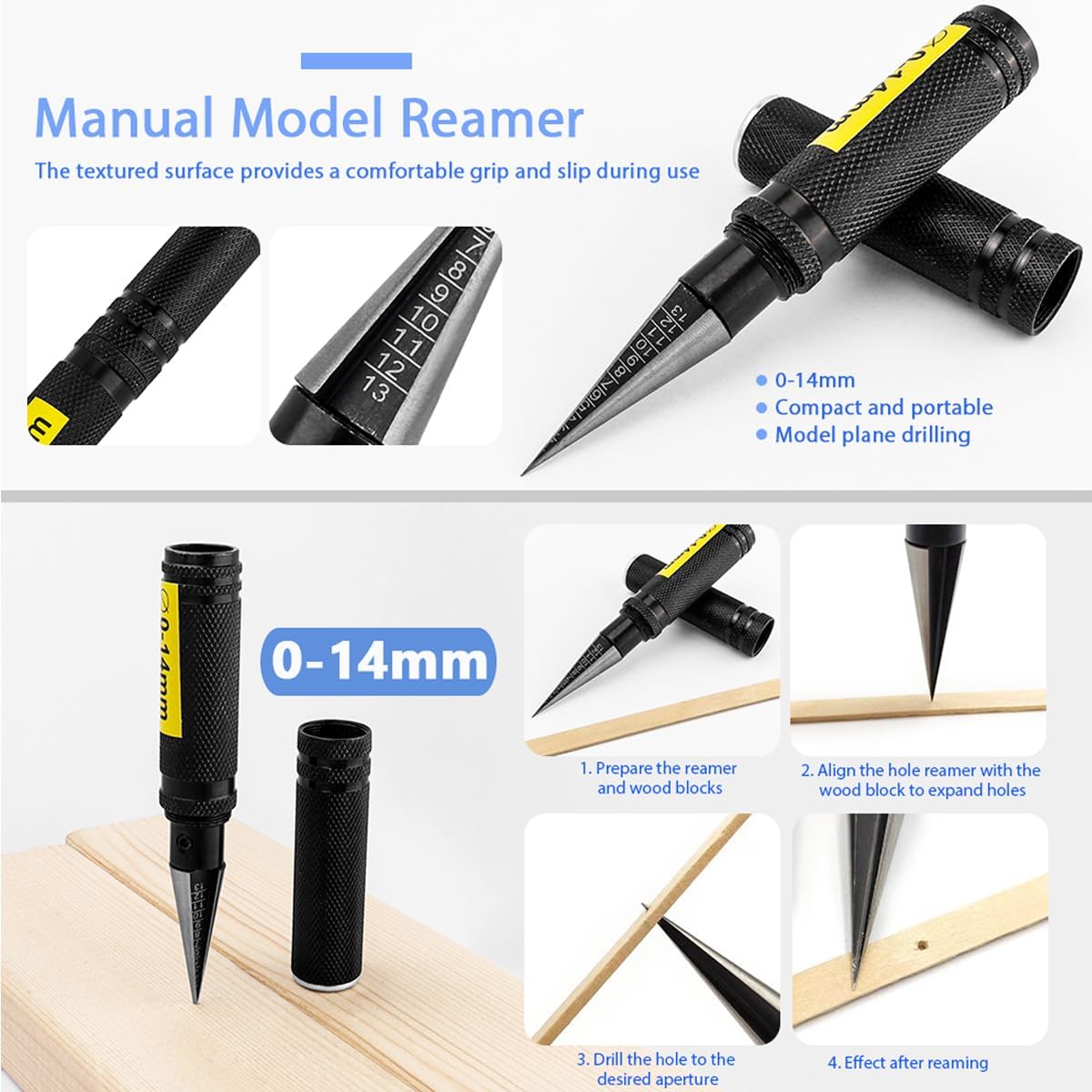RC Car Body Reamer Repair Tool, 0-14mm Hole Puncher, Car Shell Body Hole Opener, Car Model Hole Reamer - Image 2