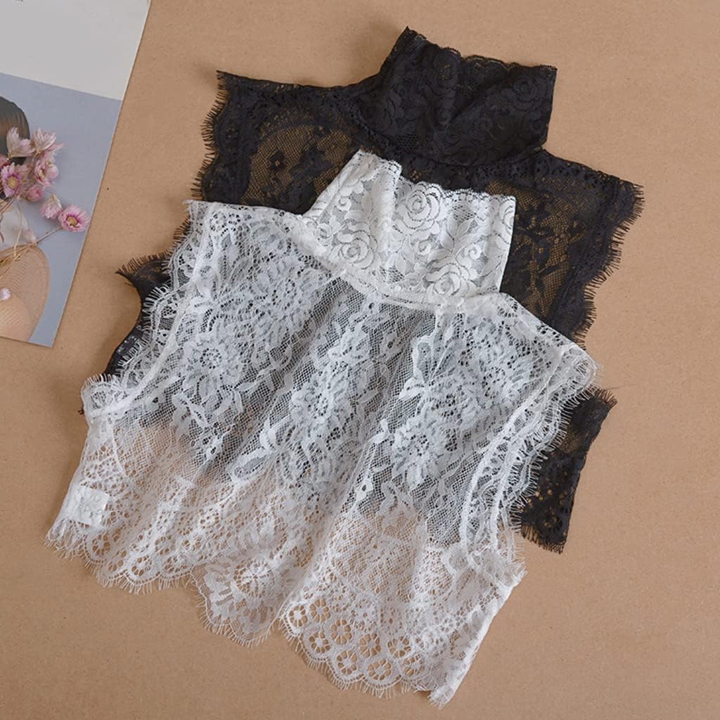 Collar Women ' s White Hollowing-Out Lace Floral Fake Collar False for Dress Wedding Dress Accessory Wedding Accessory