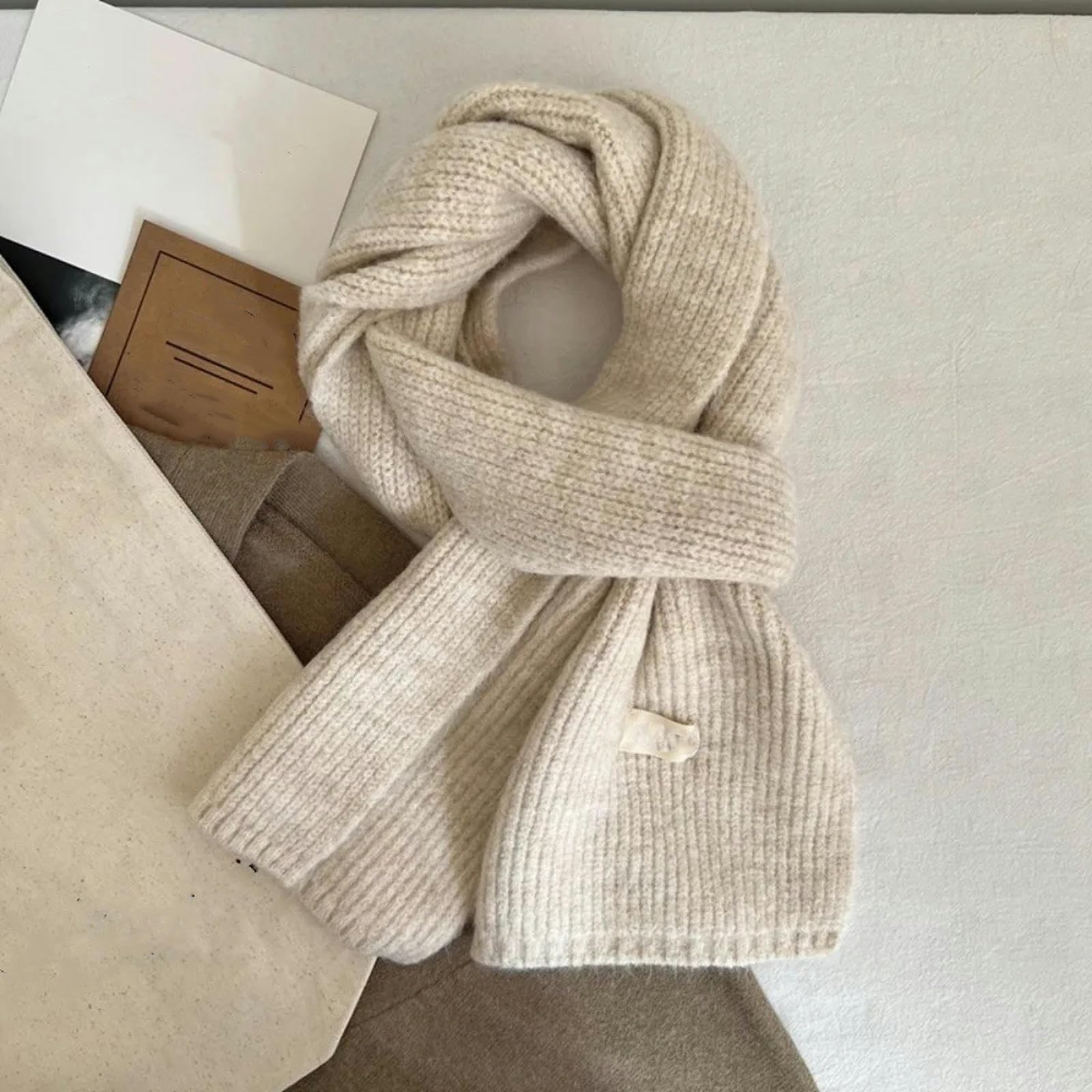 MdybF Schals & Tücher für damen Frauen Schals Lady Winter Verdicken Warme Weiche Schals Wickeln Weibliche Reine Farbe Gestrickte Lange Schal Für Frauen