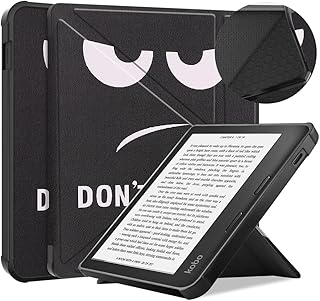 for Kobo Libra 2th Generation 7 inch E-Reader (2021 Release) E-Book Soft TPU Cover, Ultra Slim Folio Stand Lightweight PU Leather Case with Sleep/Wake Up Function for Kobo Libra 2 (Big Eye)