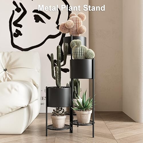 Miniatura 7 de DDK Soporte de metal para plantas para interiores y exteriores, estante plegable para macetas de flores, para plantas, múltiples plantas, hogar,