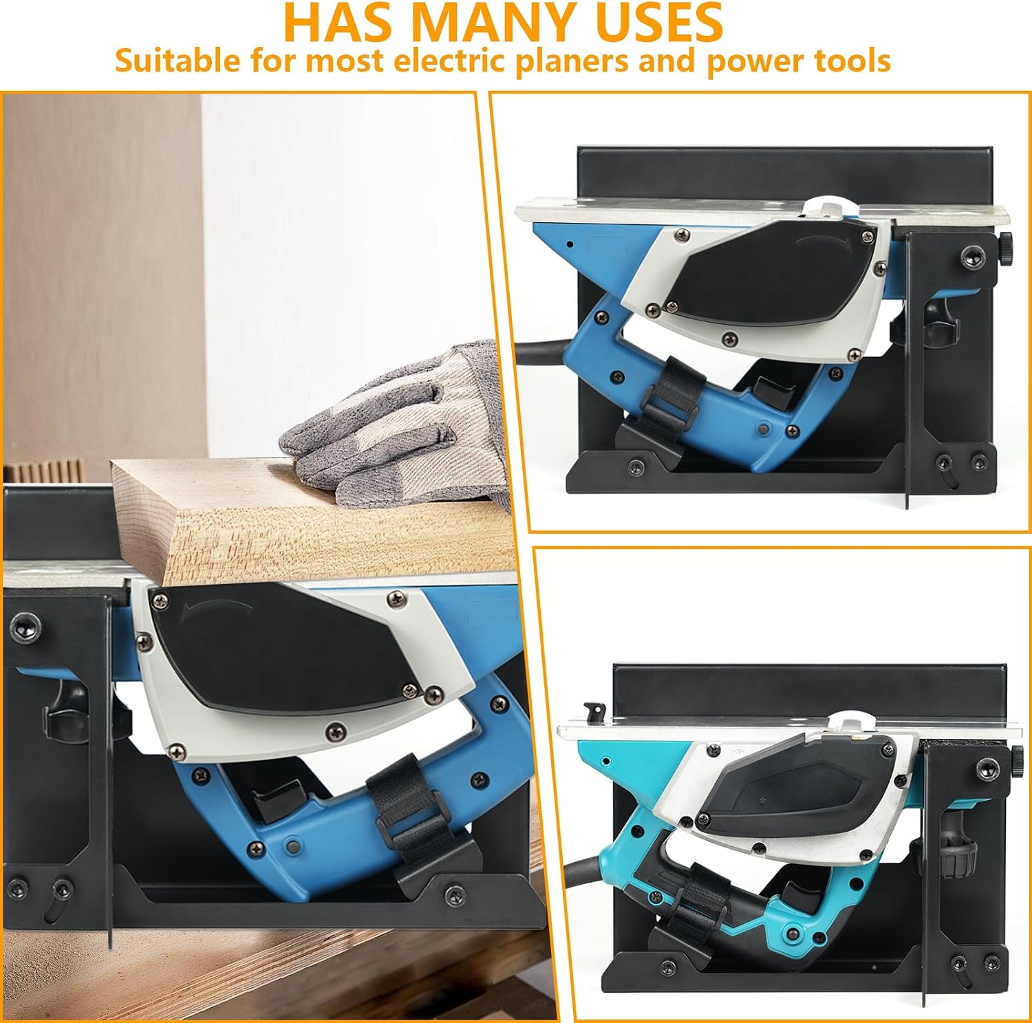 Electric Planer Flip Support Steel Electric Planer Mount Bracket with 2 Adjustable Wrench and 2 Fixing Screws Sturdy Electric Planer Stand Portable for Most Electric Planer(Black)