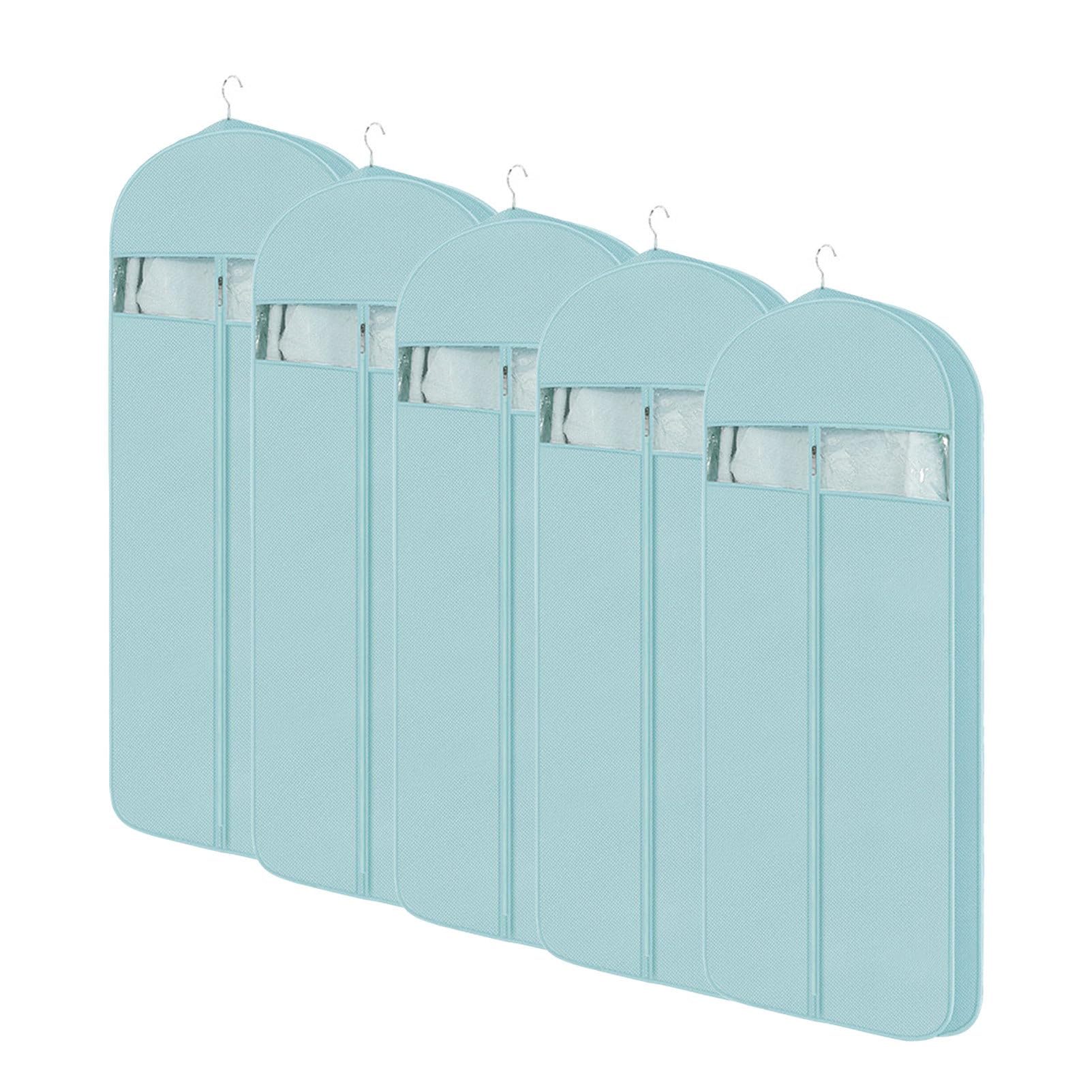 borsa per vestiti, Confezione da 5 borse in tessuto non, borsa viaggio for abiti con finestra trasparente, custodia for riporre indumenti, organizer for guardaroba(Blue,110x60x10cm)