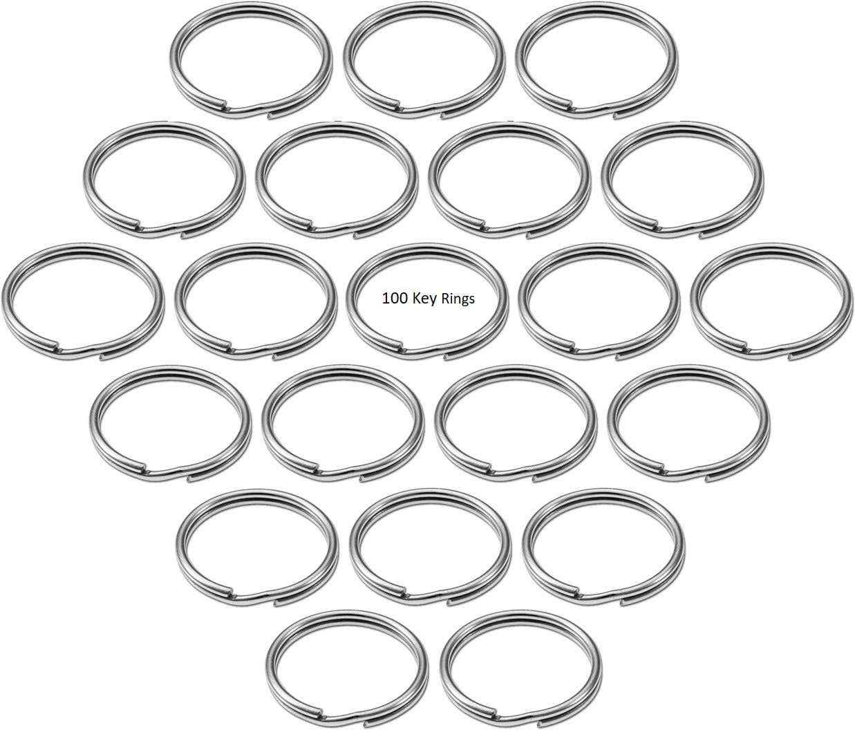 Lucky Line 1-⅜” Split Key Ring Bulk 100/Box, Nickel-Plated Tempered Steel, Heavy Duty Metal Key Chain Ring (76700)