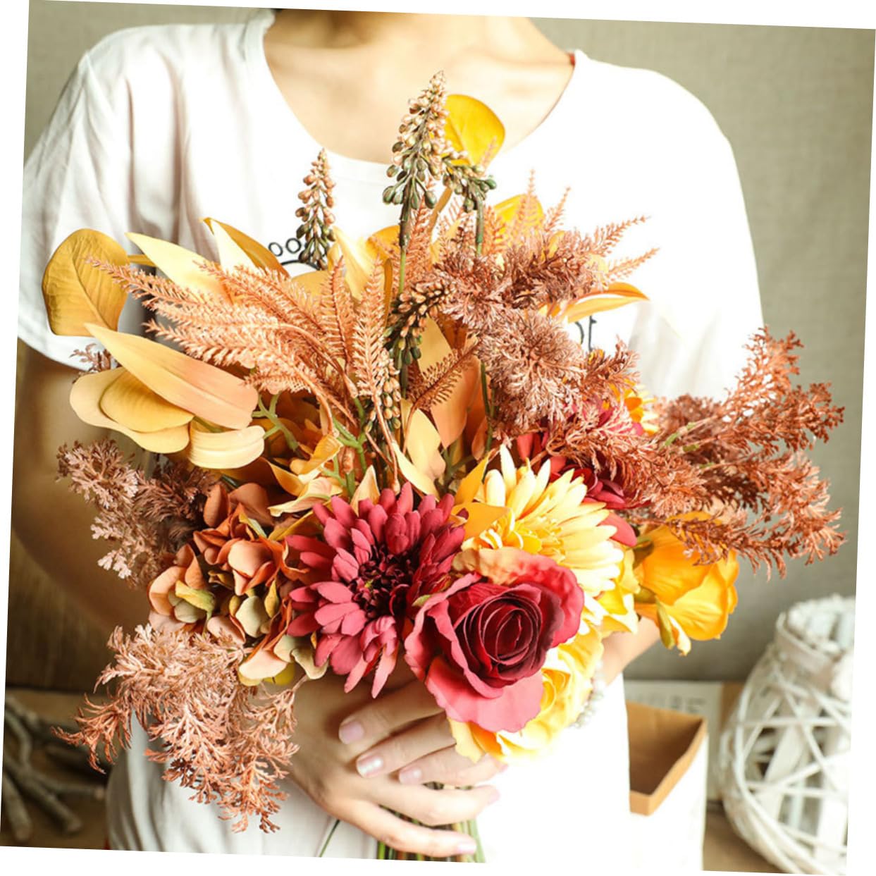 Alipis 3 Pezzi mazzo decorazioni casa funlicht bouquet autunnale decorativo decorazioni floreali autunnali fiori artificiali decorazione casa bouquet di ringraziamento artificiale stoffa