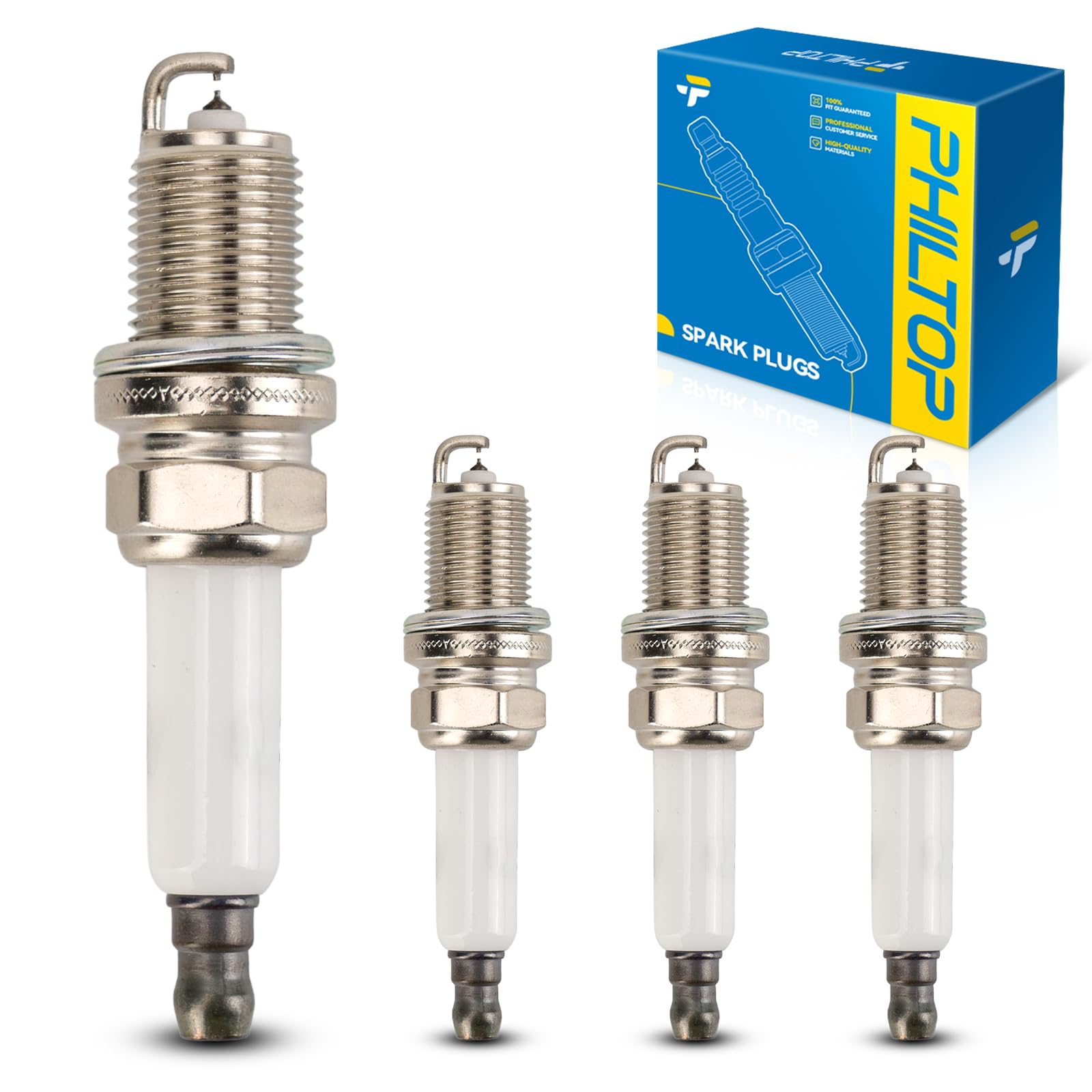PHILTOP Spark Plug, Double Iridium Spark Plugs Replacement for Tiguan Q5 A4 Quattro CC GTI Passat Q3 Eos A5 Quattro A3 Jetta Q3 Quattro Beetle A6 Quattro allroad A6 TT Quattro Tiguan Limited (4 Pack)-image-1