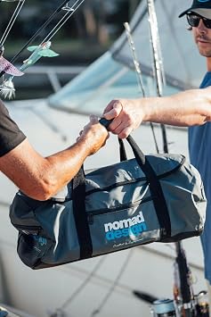Nomad Design 40L Duffle Bag Water-Resistant Gear Bag for Fishing, Travel & Outdoors Heavy-Duty Zippers, Shoulder Strap, Roll-Top Closure