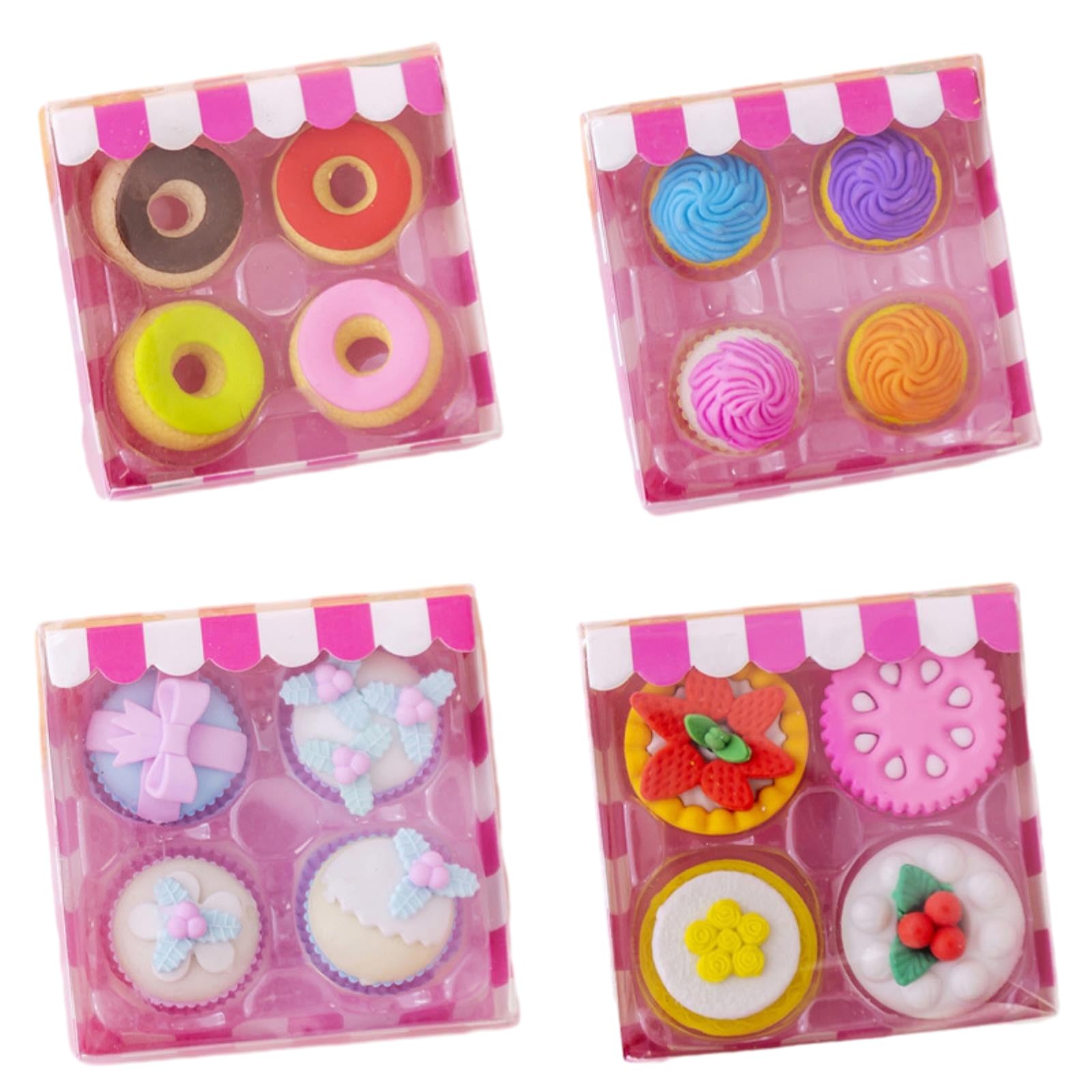 Kreative abnehmbare Box, Radiergummi, Cartoon-Radiergummi, Lernbedarf, Süßes Donut-Serie, 4 Stück