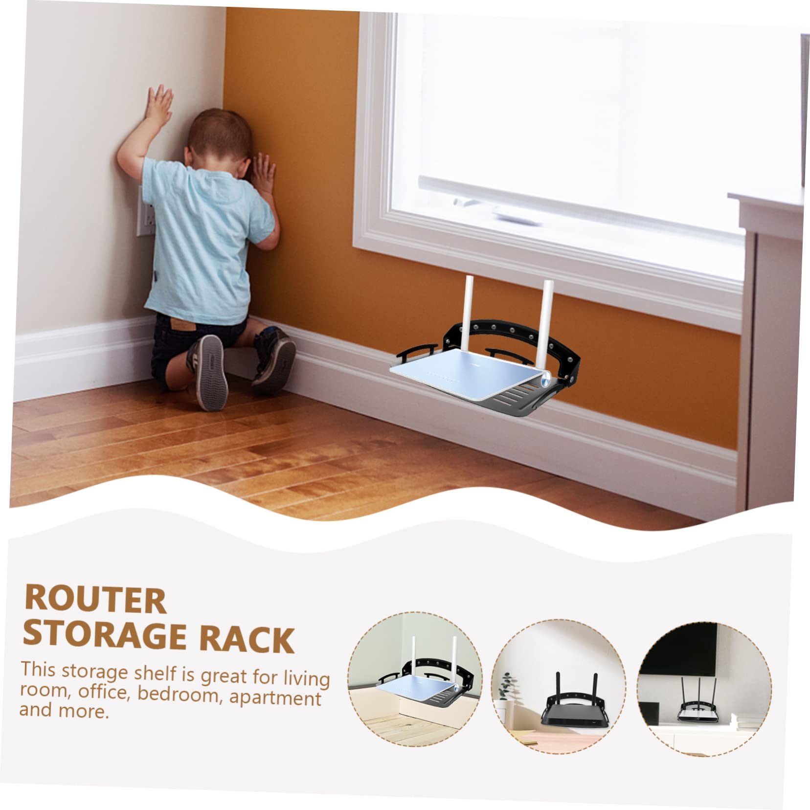 Tofficu Support à Laminé Pliable Noir Mural pour Routeur