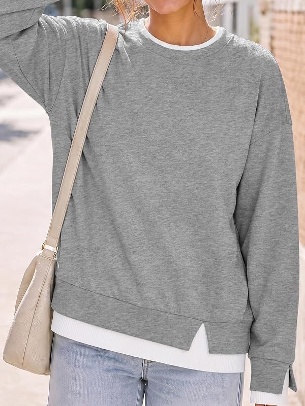 Fisoew Women Crewneck Sweatshirts Long Sleeve Loose Fit Fall Pullover Tops image 2