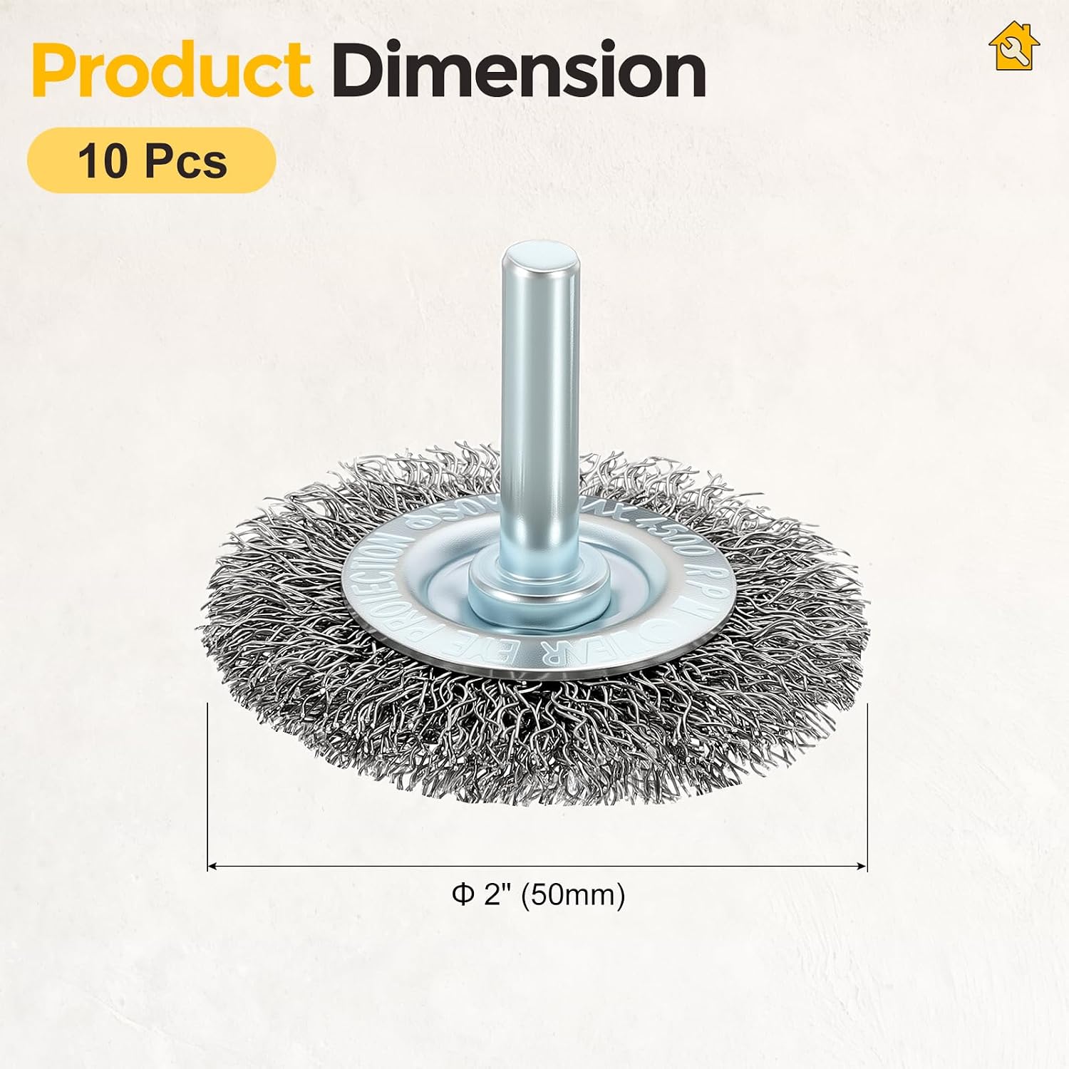 Wire Wheels for Drill, 10pcs 2in Crimped Wire Brush for Drill with 1/4in Shank, [for Light Rust Deburring Paint Removal] - 0.012in Carbon Steel Wire