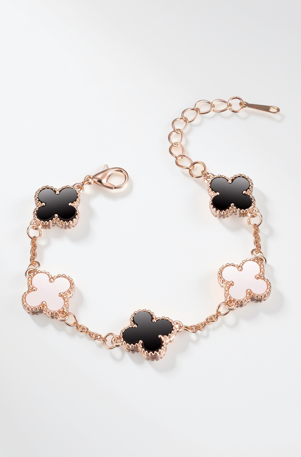 Latest Stylish Crystal Clover Rose Gold Bracelet for Women and Girls (10000b)