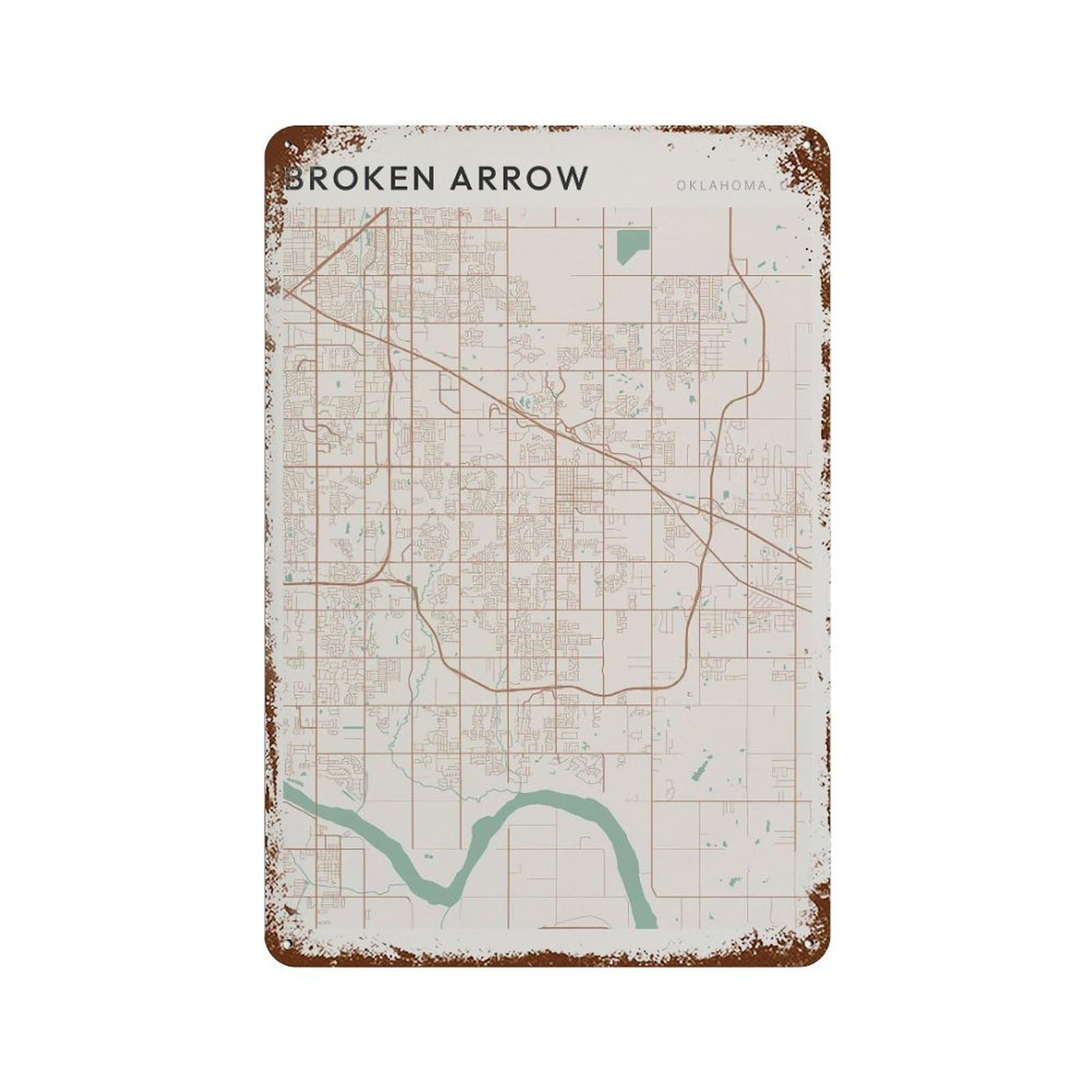 xiaoxiaoshen Broken Arrow Map Oklahoma Travel Gift Scandi (2) Wall Decor Art Metal Tin Poster Modern Home Decor Art Home Bar Shop Decorations Vintage Sign 30x20cm