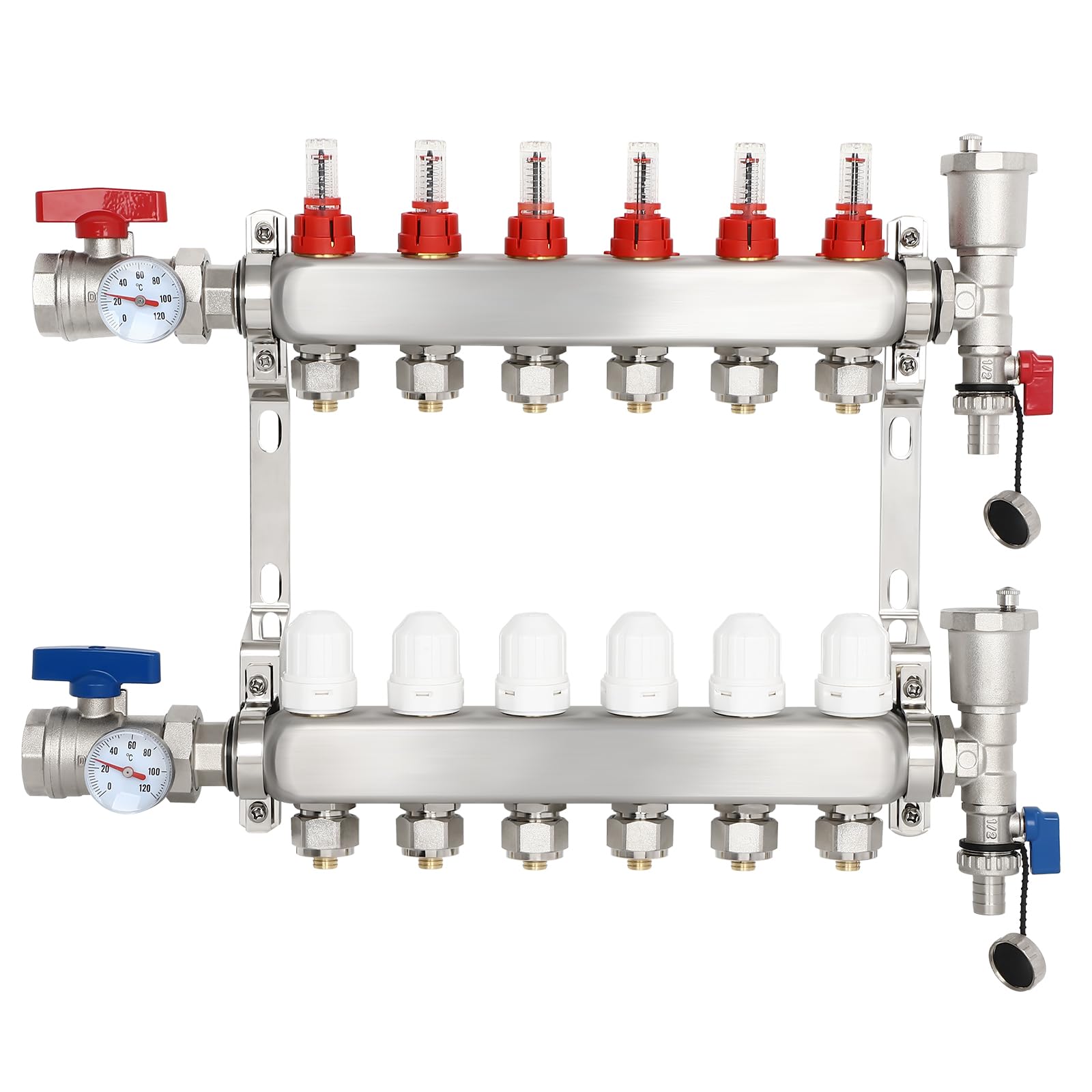 Collettore Pex a 6 Rami, Tubo Pex da 1/2, collettore per Riscaldamento radiante a Pavimento, valvola per collettore di Riscaldamento a Pavimento radiante idronico