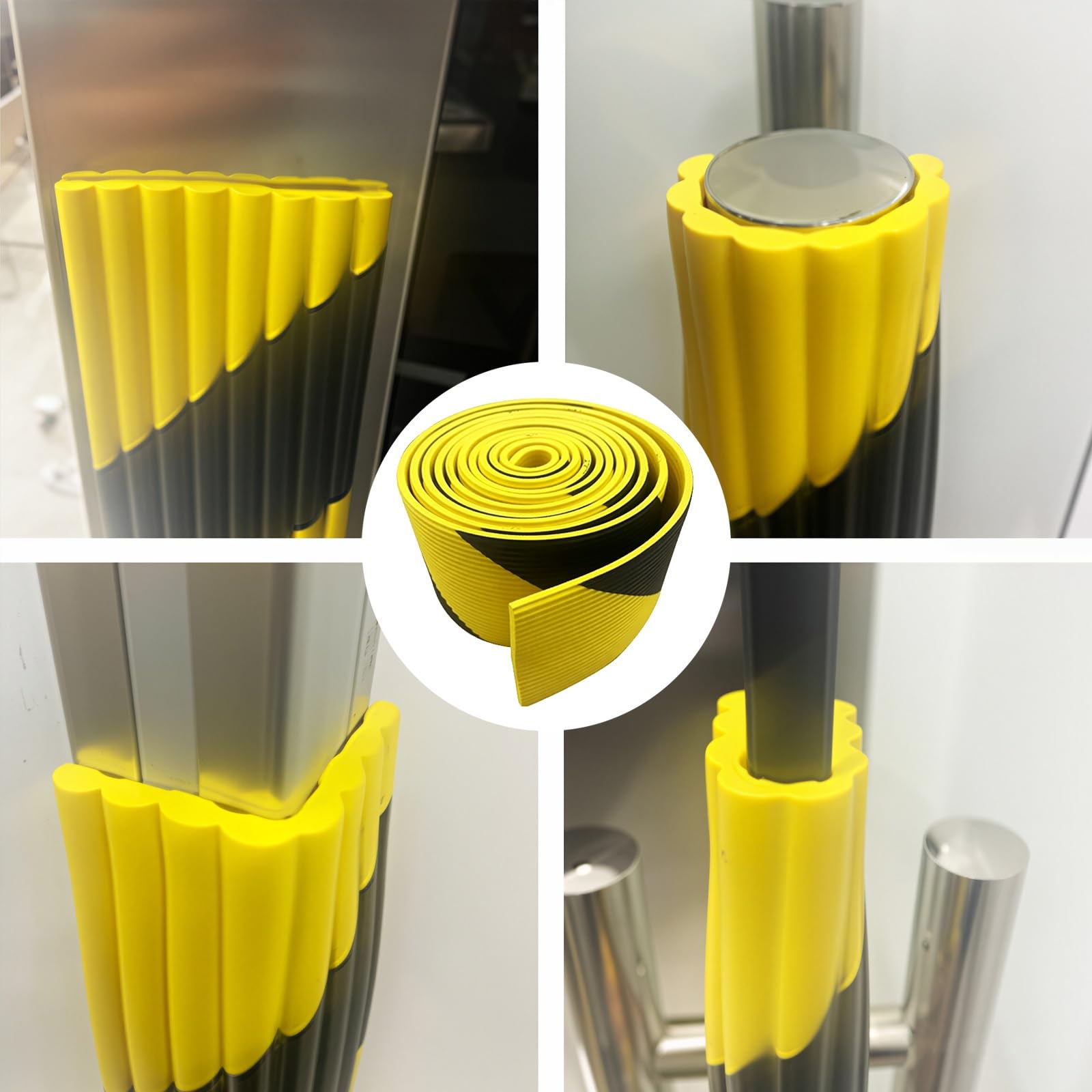 Paraspigoli Angolari in Gomma Industriali in NBR con Adesivo, Giallo Nero, 5 M, para Spigoli, per Fabbriche, Cantieri Edili, Macchinari(20cm/8in)