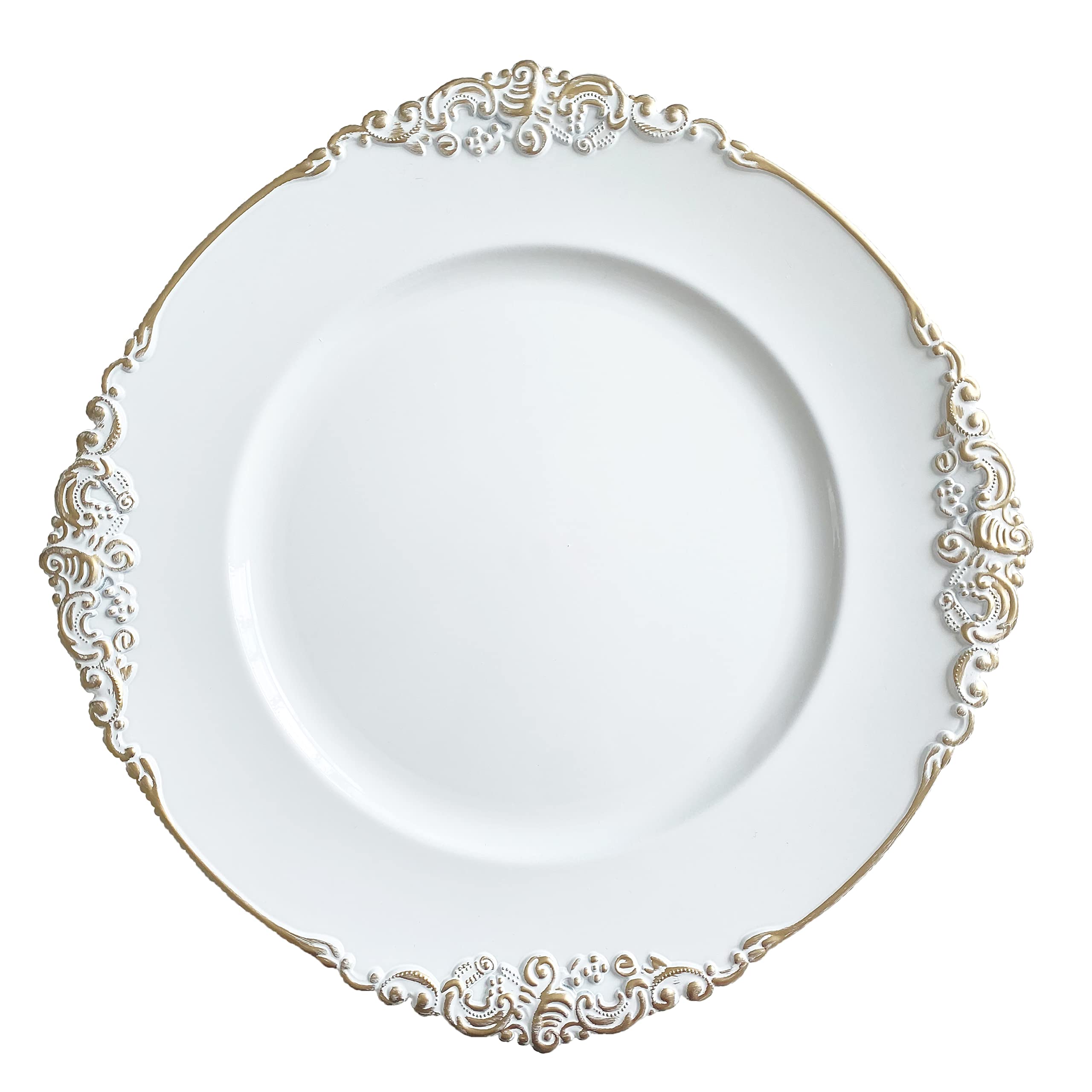 Henilosson white Charger Plates Gold Trim - Antique Plate Chargers for Dinner Plates - Set of 6 Dinner Chargersï¼ˆ6ï¼Œwhiteï¼‰