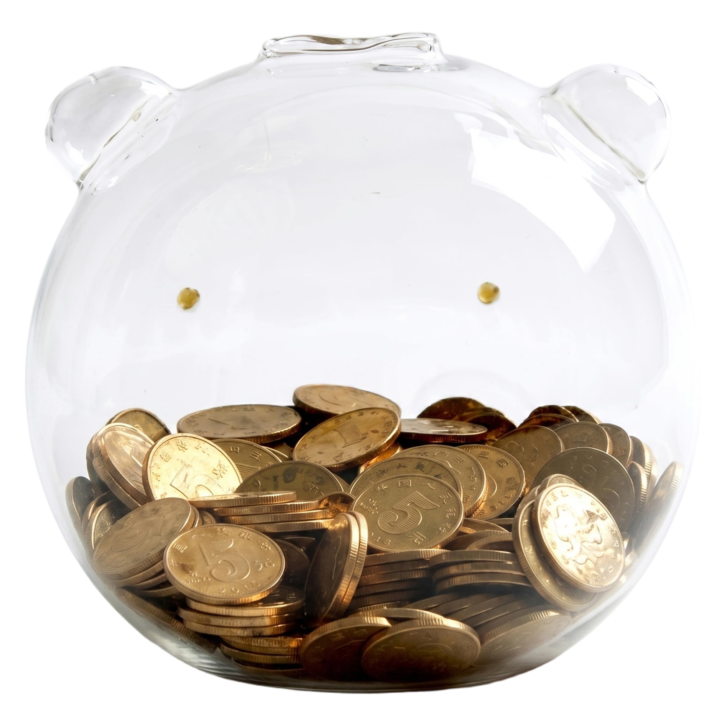 Hucha de oso de vidrio transparente para organizar monedas sueltas del escritorio
