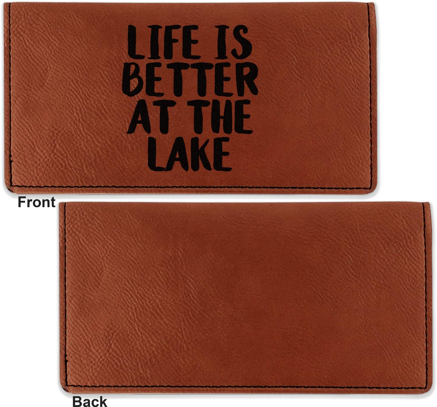 RNK Shops Personalized Lake House Leatherette Checkbook Holder - Single Sided