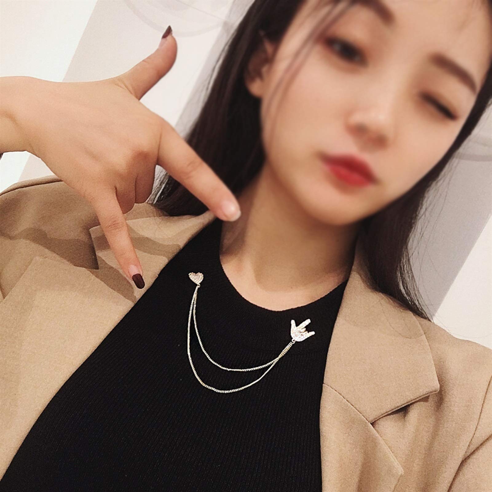 Broches, Cadena de aleación Broche, Moda for Ladies Coat Brooch Pin Accessories Simple Cardigan Accesorios gama alta Alfileres(A)