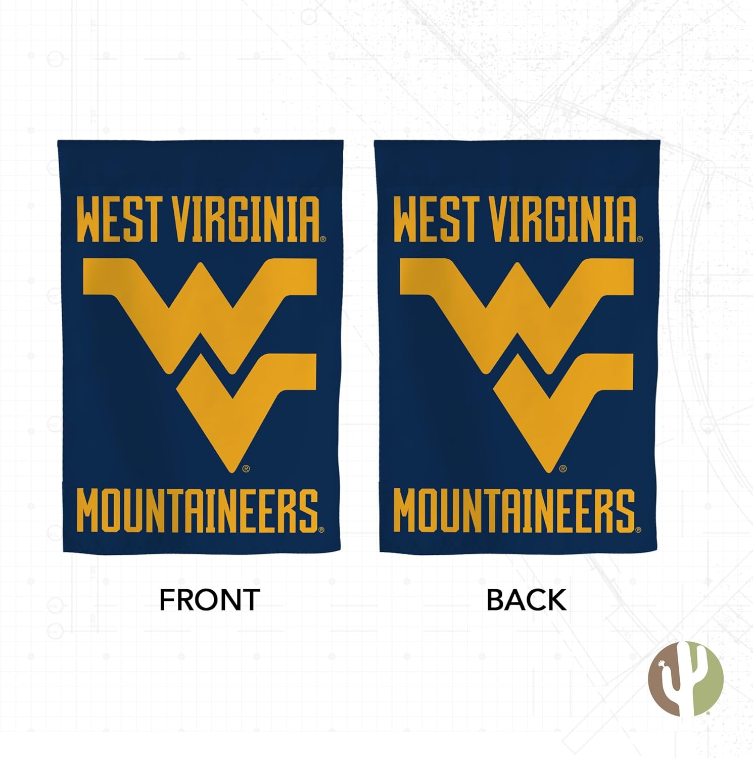 Desert Cactus West Virginia University WVU Garden Flag – 19 x 12 inch West Virginia Mountaineers Banner, For Outdoor Display and Events (Design C) - Image 2
