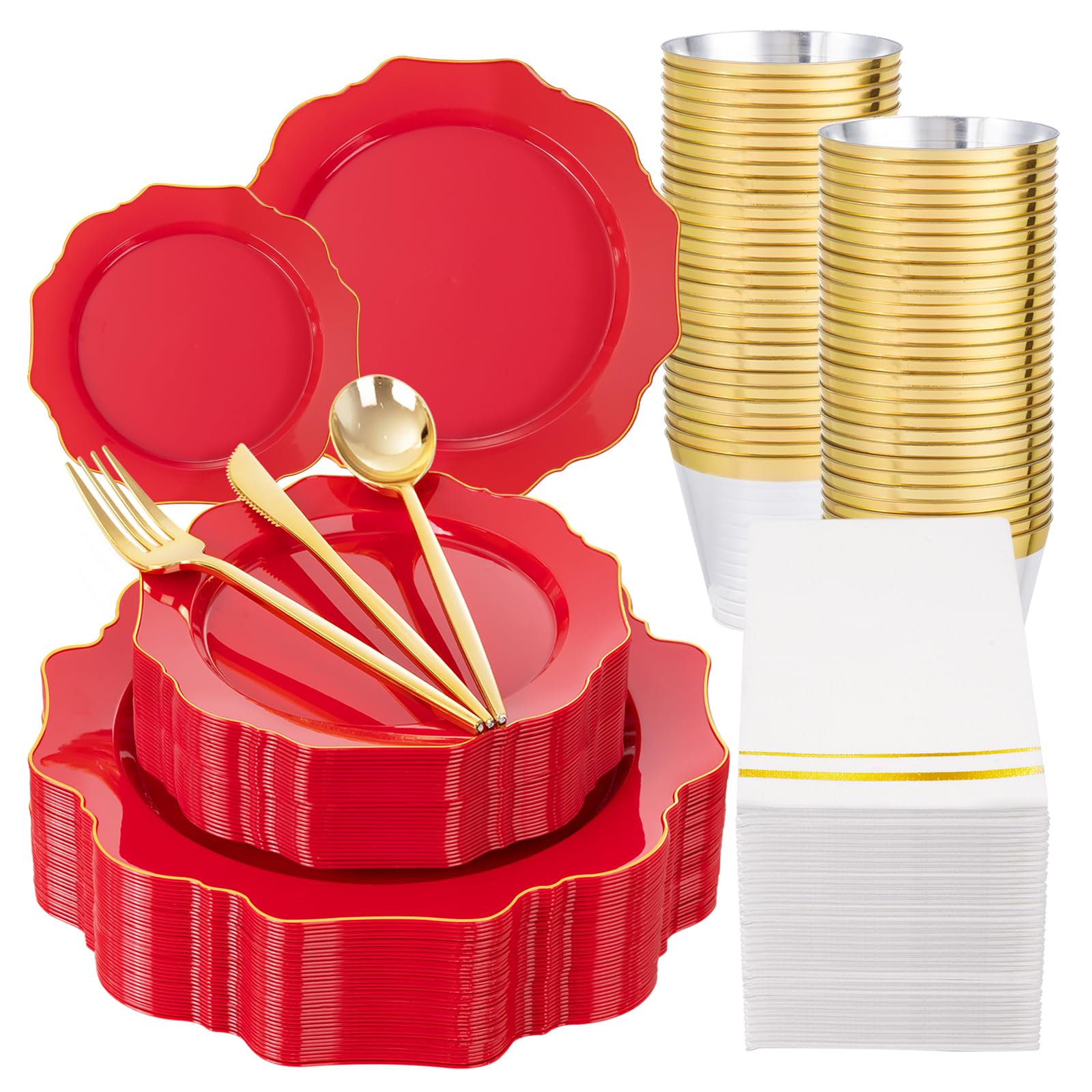 Pink & Gold Disposable Plates - Party Dinnerware -18