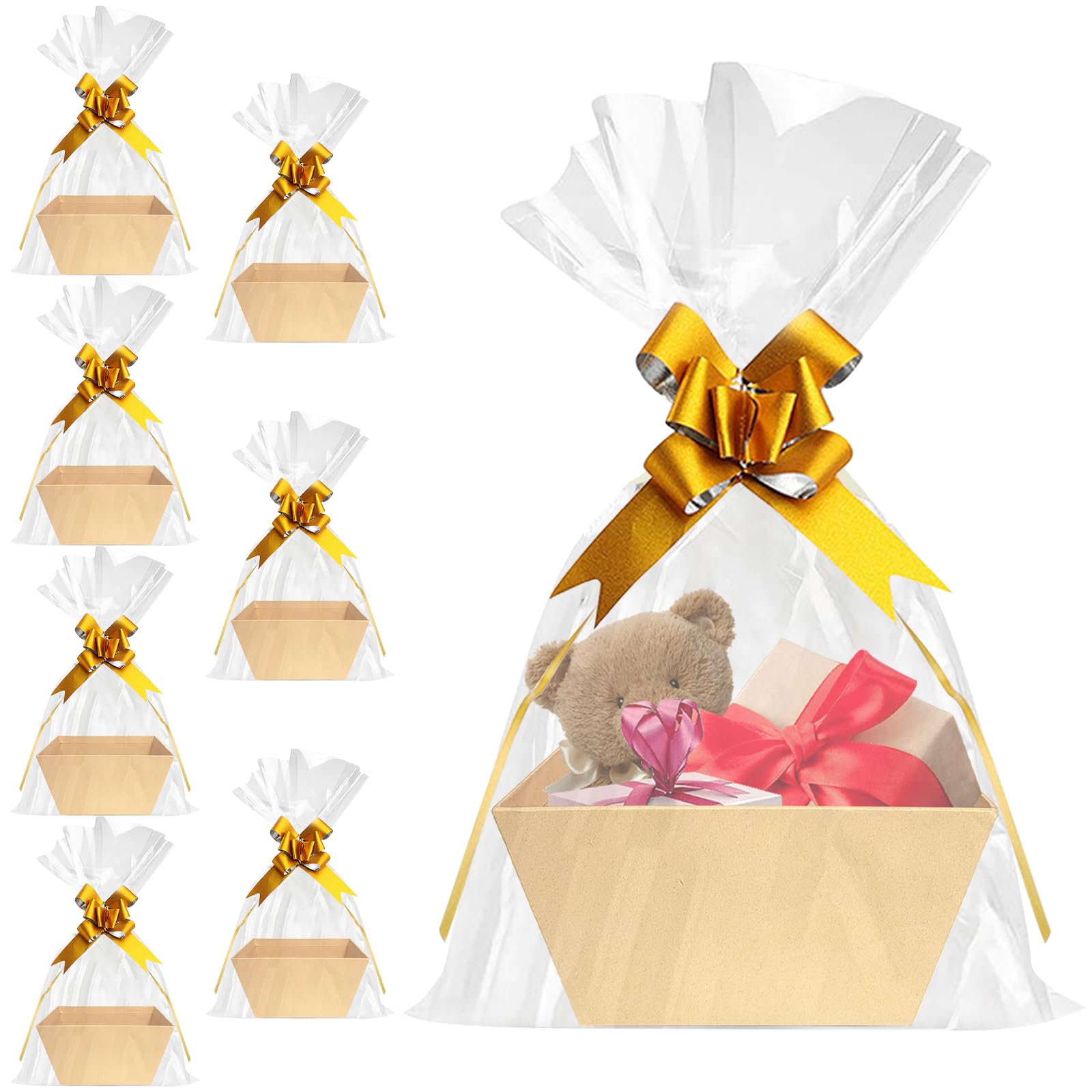 Geschenkkorb Set Abschluss 2025 – 12 Körbe Mit Tüten & Schleifen, Grün