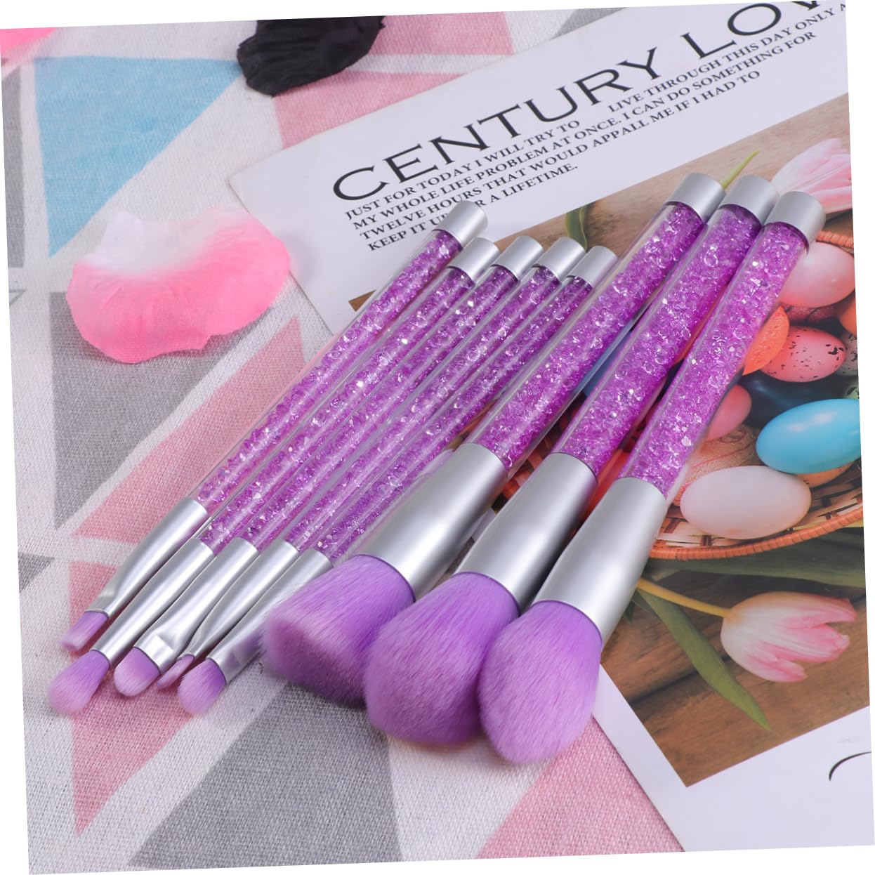 FOMIYES 24stücke Teiliges Make-up Pinsel Set Mit Transparentem Griff Und Kristallakzenten Für Damen Professionelles Kosmetik-set Für Gleichmäßiges Und Natürliches Make-up