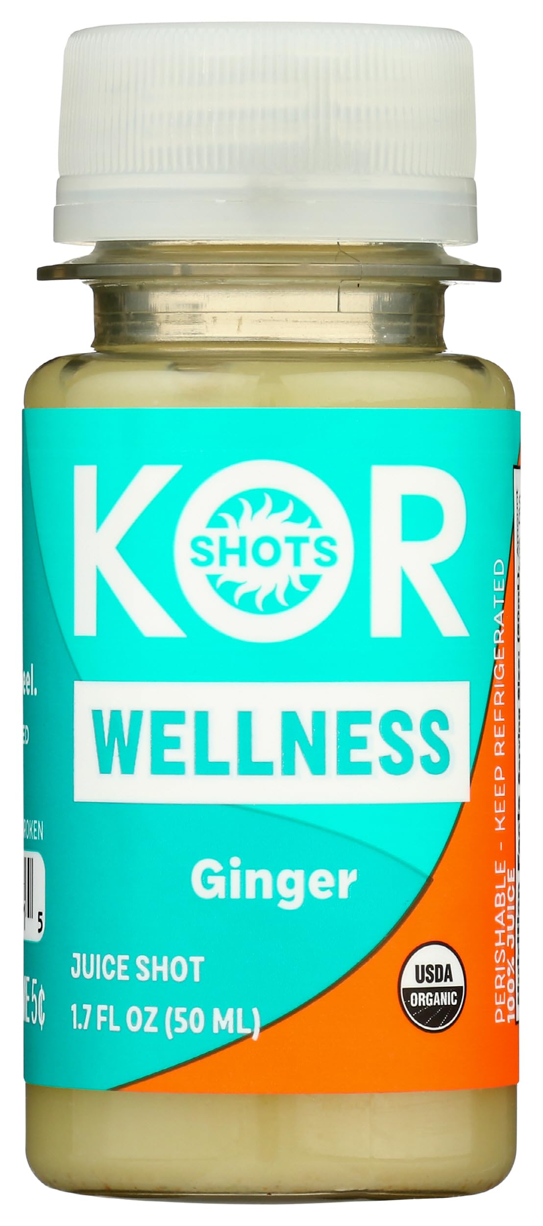 KOR Shots Ginger Shot - 1.7 Fl Oz - Wellness Shot - Freshly Pressed Ginger and Cayenne Natural Energy Boost Shot - USDA Certified Organic
