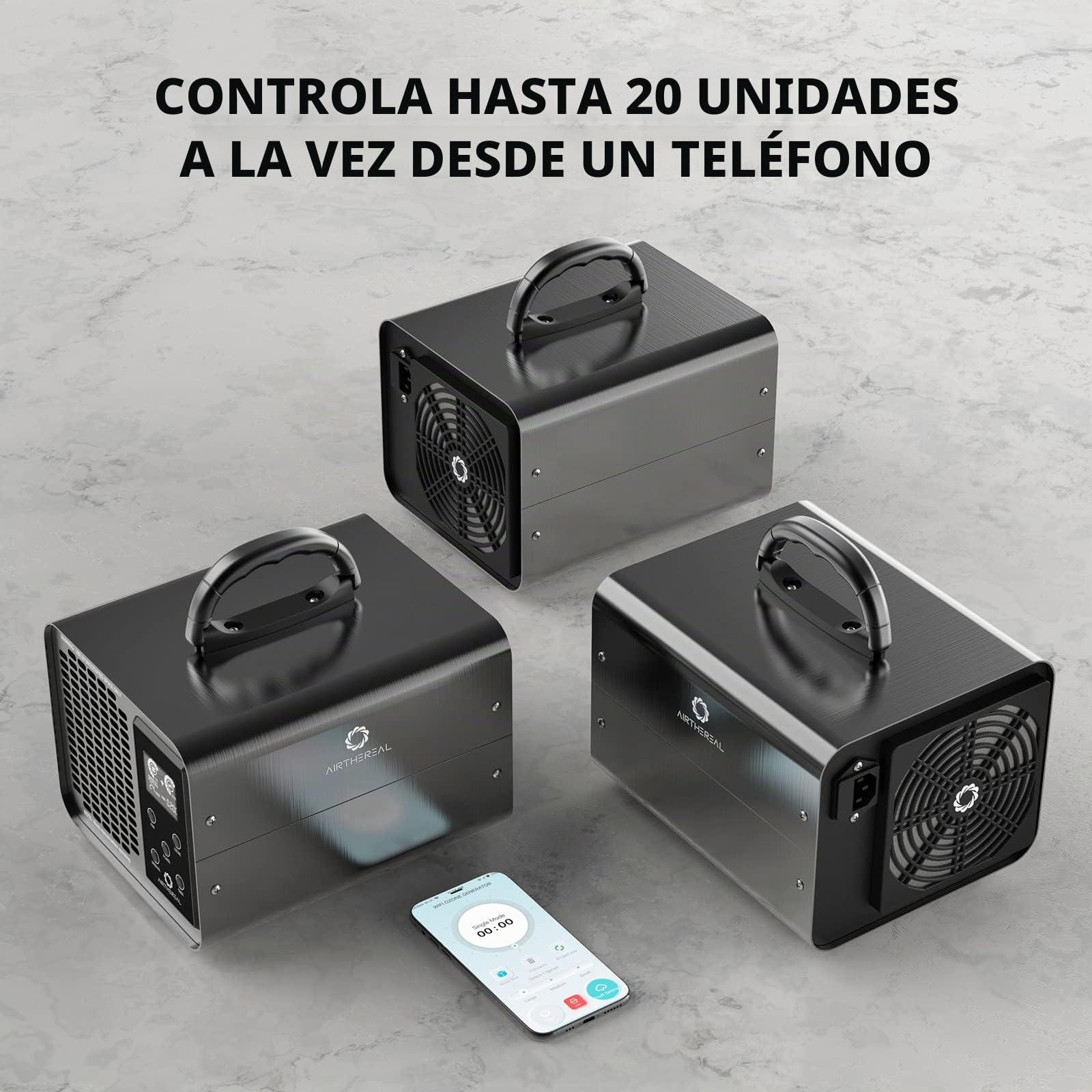 Airthereal MA10K-PRO SMART Generador de Ozono WLAN – Eliminador de olores, desodorizador y esterilizador con potencia ajustable y temporizador – Negro