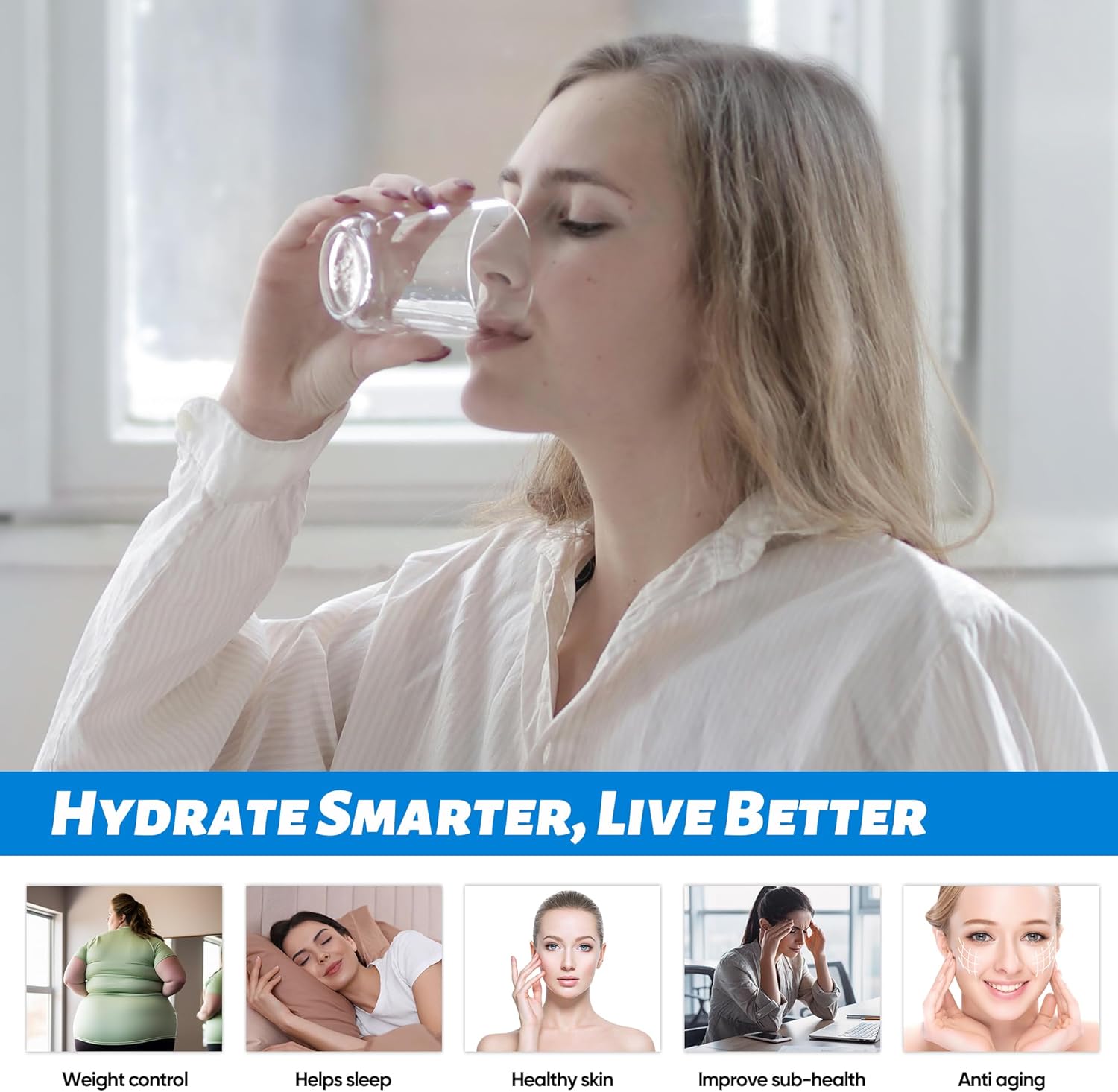 Hydrogen Water Bottle Generator - 6000PPB High Concentration, SPE PEM Tech, Portable 9Oz Hydrogen Water Ionizer, Rechargeable Rapid Hydrogen Boost, Travel Friendly with Bottle Adapter, Black - Image 2