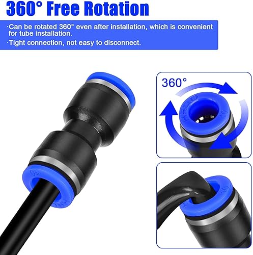 Miniatura 3 de EEEKit 100 accesorios de manguera de aire de conexión rápida, accesorios de línea de aire de 5/32 1/4 5/16 3/8 1/2 pulgadas, conector de empuje