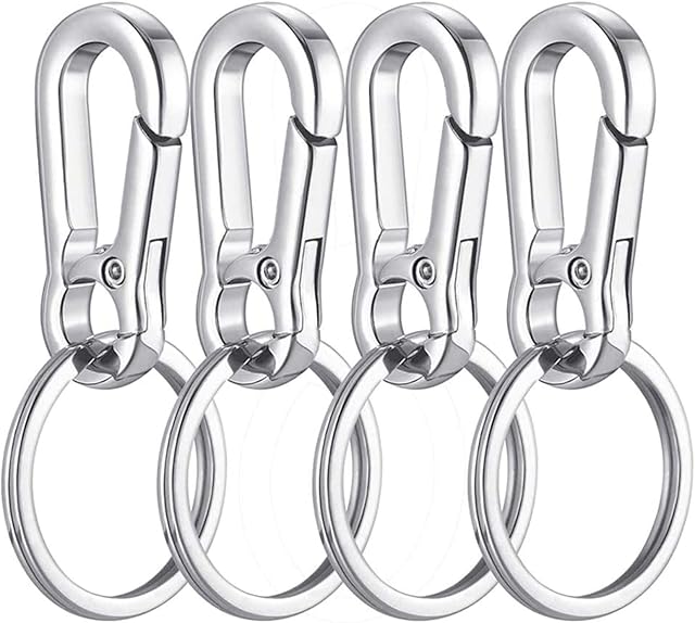 4 PCS Metal Keyring, Carabiner Clip Keychains Lobster Clasps Swivel Clips Key Chain for Mom Gift Men Women