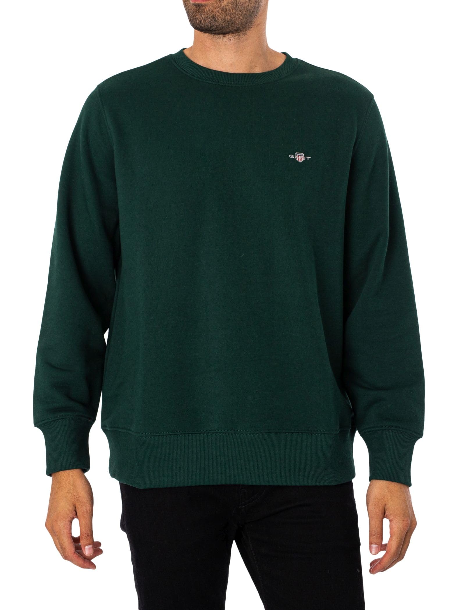 Gant Men's Tartan Green Reg Shield C-Neck Sweat Sweatshirt, Xxxl